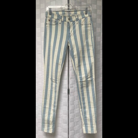 Hudson Krista Blue White Stripe Preppy Skinny Jeans Size 26 - Picture 1 of 6